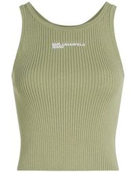 KARL LAGERFELD - Logo-Print Ribbed Tank Top - Lyst