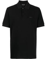 Emporio Armani - Logo-Print Cotton Polo Shirt - Lyst