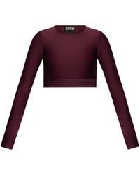 Versace Jeans Couture - Logo-Hem Cropped Top - Lyst