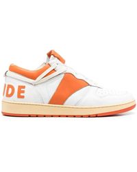 Rhude - Logo-Patch Leather Sneakers - Lyst