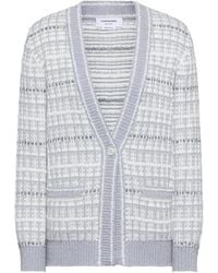 Thom Browne - Front-Pocket Checked Cardigan - Lyst