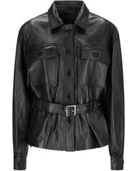 Alessandra Rich - Belted Leather Jacket - Lyst