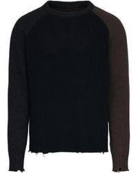MM6 by Maison Margiela - Contrasting Sleeve Sweater With Distressed Hem - Lyst