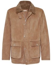 Brunello Cucinelli - Shearling-collar Leather Jacket - Lyst
