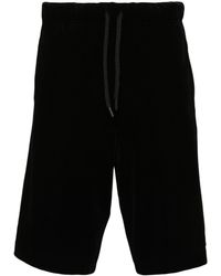 Versace - Samt-Shorts mit Logo-Patch - Lyst