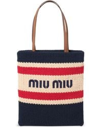 Miu Miu - Sac Cabas En Crochet À Rayures - Lyst