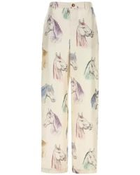Moschino - Horse-Print Straight-Leg Trousers - Lyst