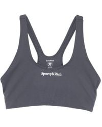 Sporty & Rich - Logo-Print Racerback Sports Bra - Lyst