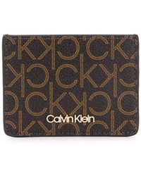 Calvin Klein Tarjetero con logo estampado - Marrón