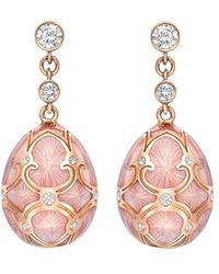 Faberge - 18kt Rose Gold Heritage Egg Diamonds Drop Earrings - Lyst