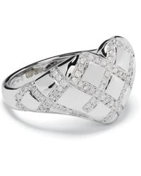 Yvonne Léon - 9Kt Chevalier Coeur Cross Diamond Signet Ring - Lyst