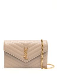 Saint Laurent - Small Cassandre Envelope Leather Clutch Bag - Lyst