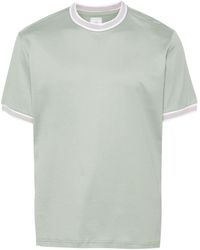 Eleventy - Striped-tipping Cotton T-shirt - Lyst