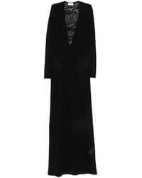 Elisabetta Franchi - Lace-Panelled Long-Sleeve Maxi Dress - Lyst