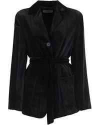 Weekend by Maxmara - Blazer En Velours À Taille Ceinturée - Lyst