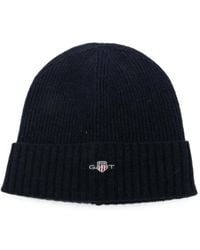 GANT - Shield Ribbed-Knit Beanie Hat - Lyst