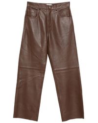 Haikure - Leren Broek Met Vlakken - Lyst
