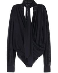 Amazuìn - Keila Draped Tulle Bodysuit - Lyst