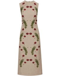 Oscar de la Renta - Carnation-motif Sleeveless Pencil Dress - Lyst