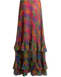 Etro - Crêpe Zijden Midi-Rok Met Paisley-Print - Lyst