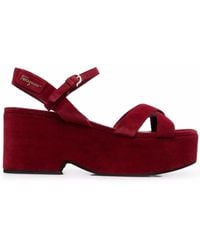Ferragamo - Strappy Platform Block-heel Sandals - Lyst