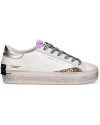 Crime London - Distressed Platform Glitter-Detail Sneakers - Lyst