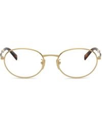 Prada - Logo-Plaque Oval-Frame Glasses - Lyst