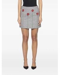 Moschino - Flower-Embellished Silk Mini Skirt - Lyst
