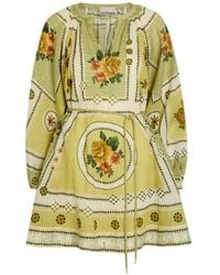 ALÉMAIS - Dixie Floral-Print Belted Mini Dress - Lyst