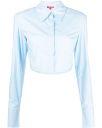 STAUD - Buttoned-up Cropped Cotton Shirt - Lyst