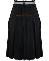 Maison Margiela - Pleated Raw-Cut Midi Skirt - Lyst