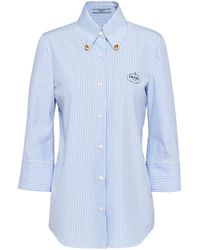 Prada - Shirt In Stripe And Embroidery Clothing - Lyst