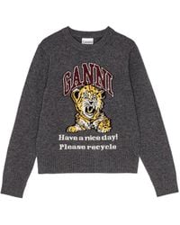 Ganni - Wool Crewneck Sweater - Lyst