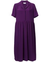 Carven V-neck Shirt Dress - Purple