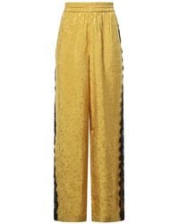 Pinko - Lace-Trim Floral-Jacquard Trousers - Lyst