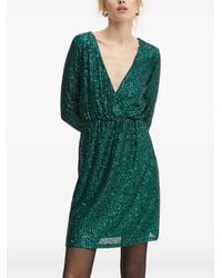 Morgan - Sequin-Embellished Wrap-Front Mini Dress - Lyst
