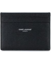 Saint Laurent Kaarthouder Met Logo Versiering - Zwart