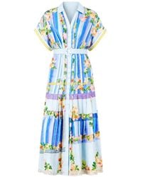 Saloni - Riya-B Floral-Print Midi Dress - Lyst