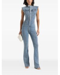 Manière De Voir - Annette Seam-Detail Fit-And-Flare Denim Jumpsuit - Lyst