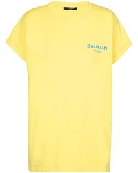 Balmain - T-Shirt mit beflocktem Logo - Lyst