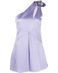 Genny - Floral-Appliqué One-Shoulder Playsuit - Lyst