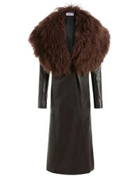 16Arlington - Luisa Fur-Collar Leather Coat - Lyst