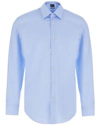 BOSS - Hank One Slim-Fit Overhemd Van Kreukvrij Popeline - Lyst