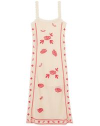 Claudie Pierlot - Floral-Embroidered Sleeveless Cotton-Knit Midi Dress - Lyst