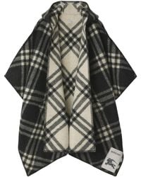 Burberry - Wool Reversible Check Cape - Lyst