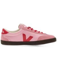 Veja - Volley Guimauve Pekin Eagle V-Logo Suede-Panel Sneakers - Lyst