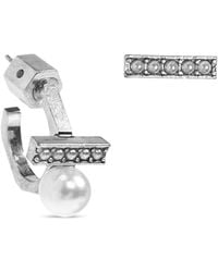 AllSaints - Glass Pearl-Embellished Hoop Earrings - Lyst