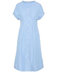 Calvin Klein - Striped Button-Down Midi Dress - Lyst