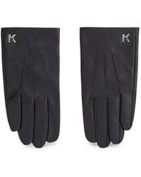 KARL LAGERFELD - Logo-Plaque Leather Gloves - Lyst