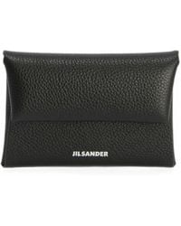 Jil Sander - Monedero Y Tarjetero De Piel Granulada Con Logo En Relieve - Lyst